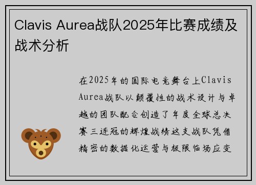 Clavis Aurea战队2025年比赛成绩及战术分析